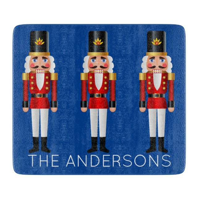 Red and White Nutcrackers Personalize Cutting Board (Front)