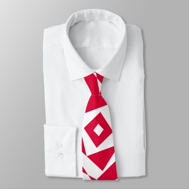 Red and White Optical Illusion Tie – Modern  (Tied)