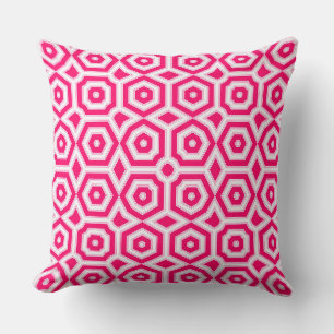 red and white ornament art deco geometry throw pillow
