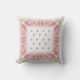 Red and White Paisley Design Throw Pillow