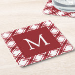 Red and White Paper Coaster<br><div class="desc">Protect your surfaces in style with our Monogrammed Red and White Paper Coaster, featuring the red and white buffalo check pattern. These personalized coasters add a touch of elegance to your holiday entertainment, making every drink feel special. Perfect for parties and gatherings, they provide both practicality and festive charm. Add...</div>