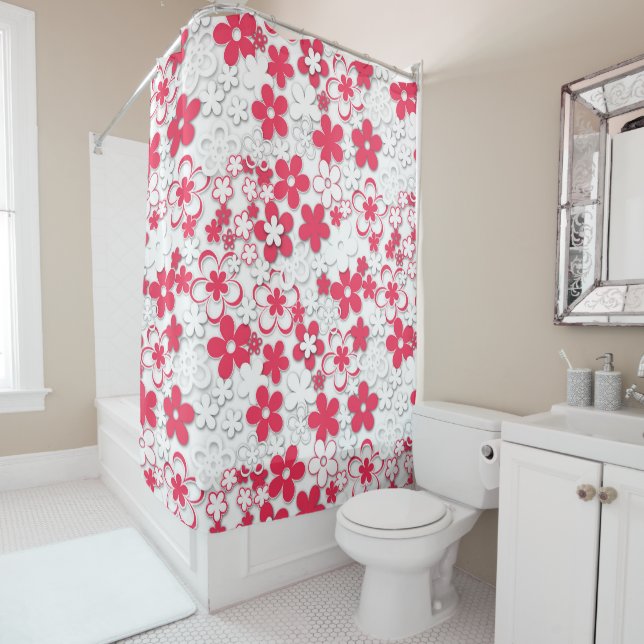 Red and white paper flowers (In Situ)