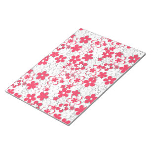 Red and white paper flowers notepad