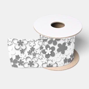Red and white paper flowers satin ribbon