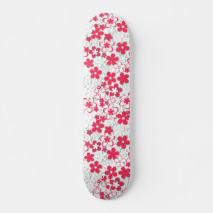 Red and white paper flowers  skateboard