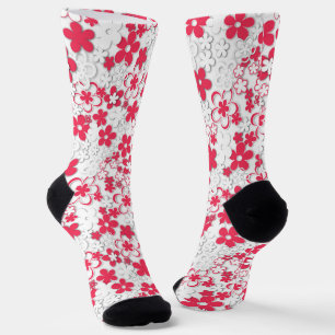 Red and white paper flowers   socks