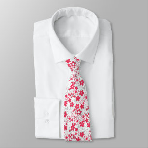 Red and white paper flowers    tie
