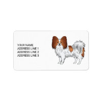 Red And White Papillon Cute Dog With Custom Text