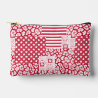 Red and white patchwork rustic