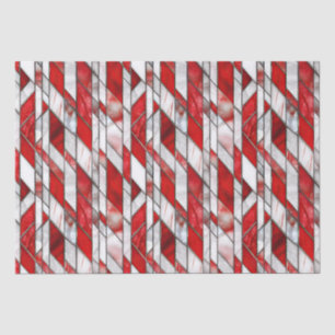 Red and White Patriotic Stained Glass 4th of July Tissue Paper