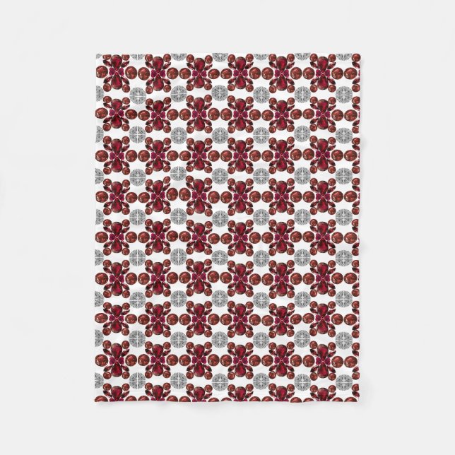 Red and White Pattern Fleece Blanket (Front)