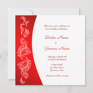Red and White pattern  Wedding Invitation