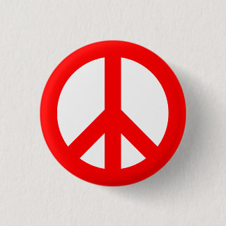 Red and White Peace Symbol 1 Inch Round Button