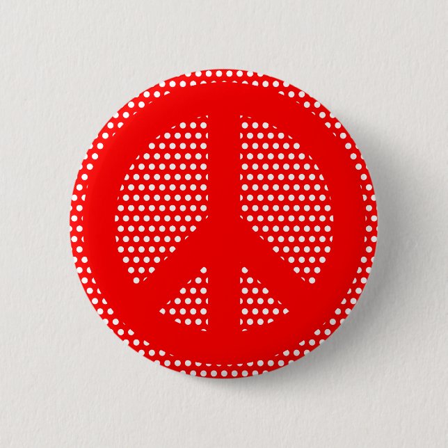 Red and White Peace Symbol 2 Inch Round Button (Front)