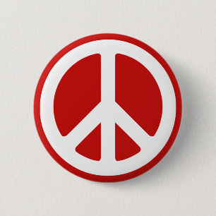 Red and White Peace Symbol 2 Inch Round Button