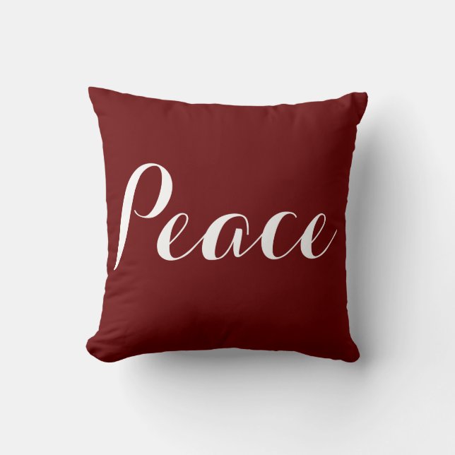 Red and White Peace Throw Pillow (Front)