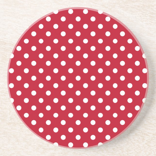 Red and White Peas Pattern Coaster (Front)