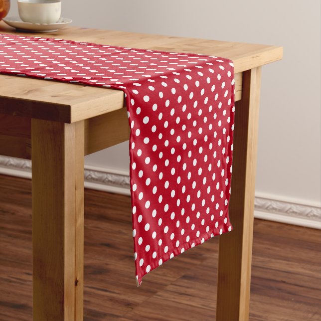 Red and White Peas Pattern Short Table Runner (In Situ)