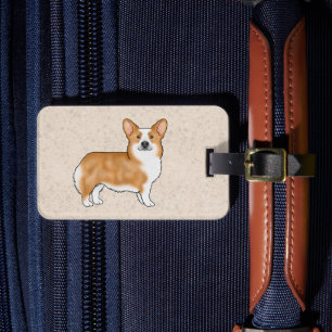 Red And White Pembroke Welsh Corgi Cartoon Dog Luggage Tag