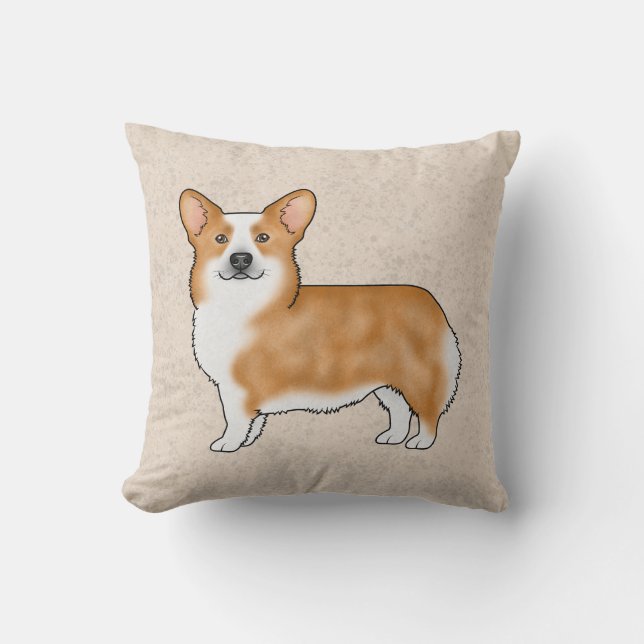 Red And White Pembroke Welsh Corgi Cute Dog Design Throw Pillow (Front)