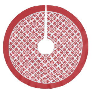 Red and White Peppermint Candy Pattern Brushed Polyester Tree Skirt