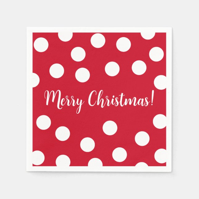 Red and white personalized Christmas Napkin (Front)