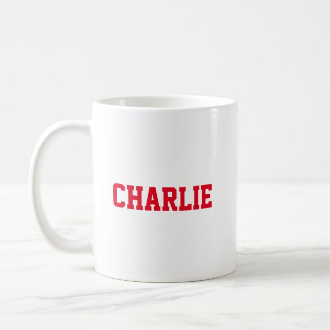 Red and White Personalized Coffee Mug (Left)