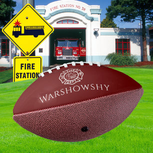 Red And White Personalized Fireman Emblem  Football