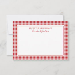 Red and White Personalized Gingham Pattern Thank You Card