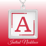 Red and white personalized initial silver plated necklace<br><div class="desc">Personalized necklace /  pendant.
Add your initial.
Colour scheme: red and white</div>