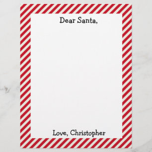 Red and White Personalized Letter To Santa Letterhead