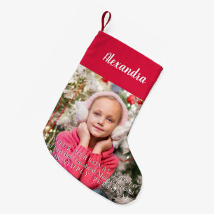 Red and White Personalized Photo Small Christmas Stocking