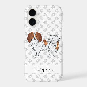 Red And White Phalène With Paws And Custom Name
