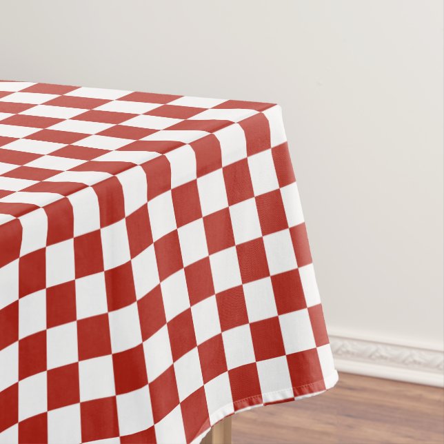 Red and White Picnic Chequerboard Tablecloth (In Situ)