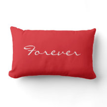 Red and White Pillow with Wording forever