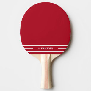 Red and White Ping Pong Paddle with Name