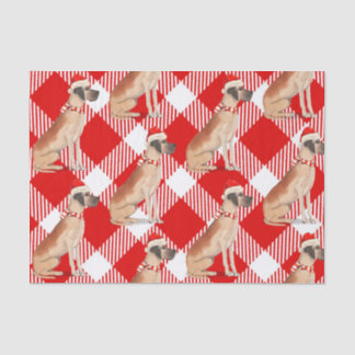 Red and White Plaid Great Dane Christmas Tissue Paper