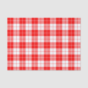 Red and White Plaid Pattern Tissue Paper