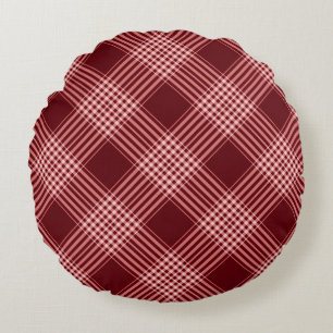 Red And White Plaid Round Pillow