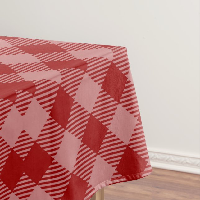 Red and White Plaid Seamless Pattern Tablecloth (In Situ)