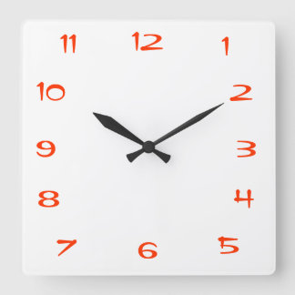Red and White Plain>Square Kitchen Wall Clock