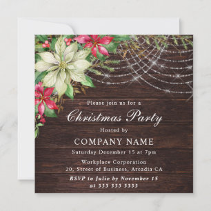 Red and White Poinsettia Corporate Christmas Invitation