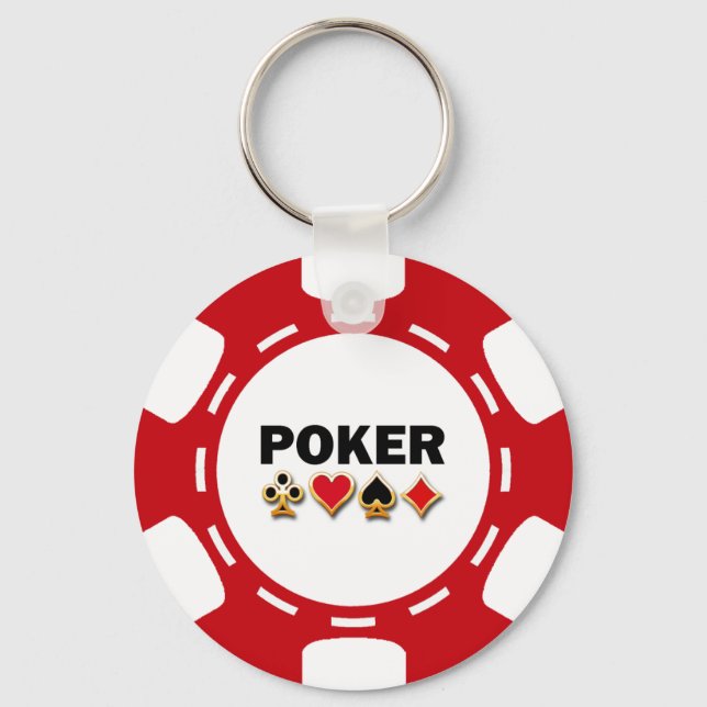 RED AND WHITE POKER CHIP KEYCHAIN (Front)