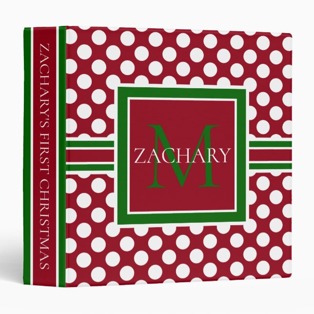 Red and White Polka Dot 1st Christmas Memory Binder (Front/Spine)