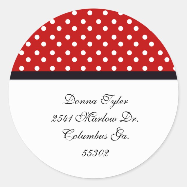 Red and White Polka dot Address Stickers (Front)