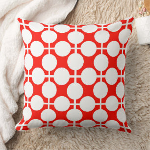 red and white polka dot and check pattern is fa throw pillow