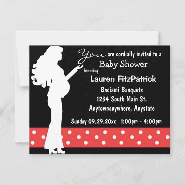 Red And White Polka Dot Baby Shower Invitation (Front)