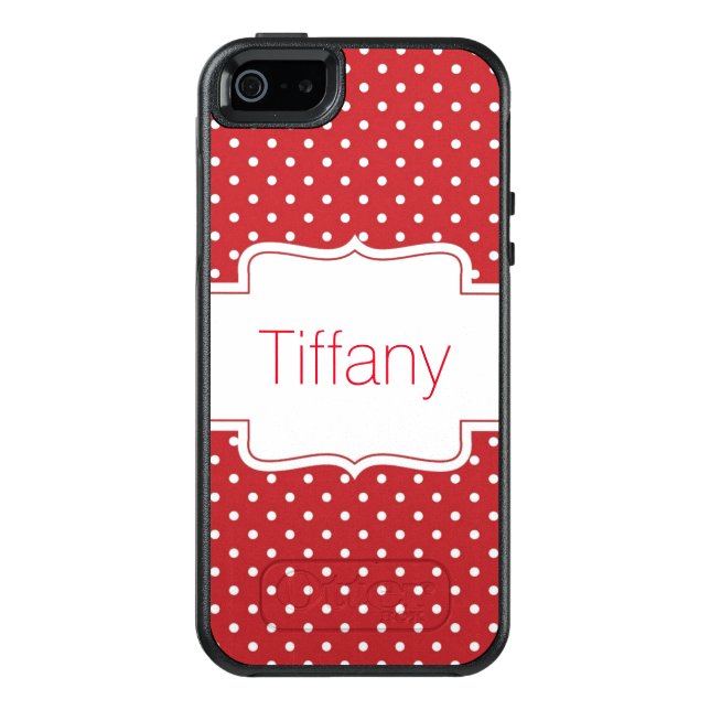 Red and White Polka Dot iPhone 5S Otterbox Case (Back)