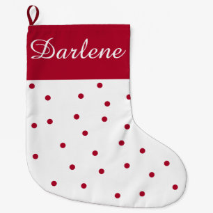 Red and White Polka Dot Large Christmas Stocking