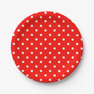 Red and white polka dot modern glamour paper plate